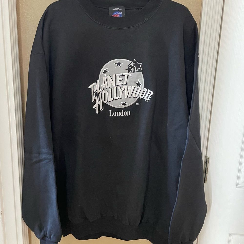 1990’s Planet Hollywood London Black and White Embroidered Sweatshirt XL